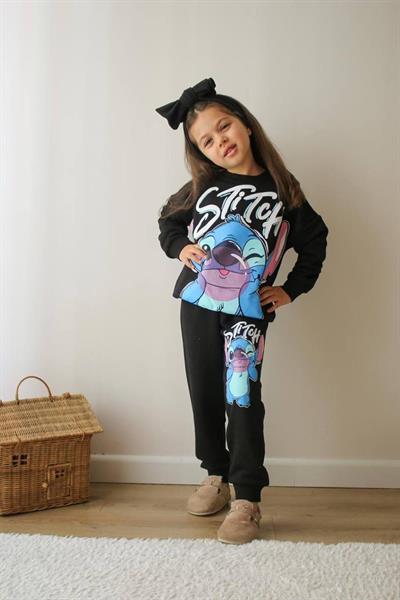 STITCH BASKILI KIZ ÇOCUK EŞOFMAN TAKIMI 