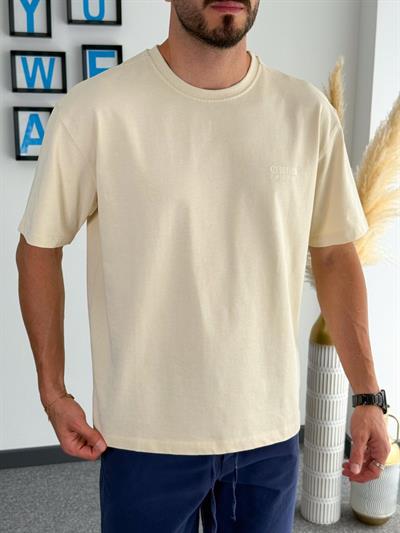 Off On Yıkamalı Pamuk T-Shirt Krem