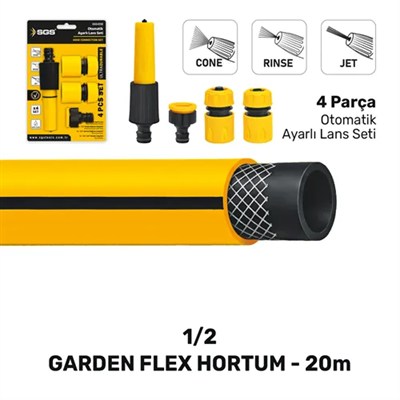 1/2 GARDENFLEX HORTUM 20 MT 4 PCS LANS SETLİ