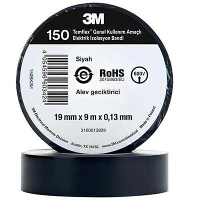 3M Temflex 1300E Pvc Elektrik Izole Bant 0,13 x 18 mm x 9,15 m