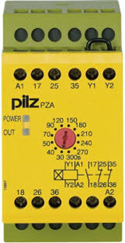 774029 PZA 300/24VDC Emniyet Rölesi – 1 N/O + 2 N/C, 30–300 sn Zaman Gecikmeli, 24V DC