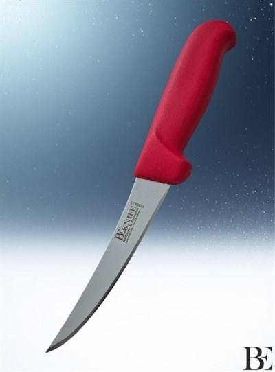 BeKnife Bemiral 13cm Kıvrık Kemik Sıyırma Bıçağı 10354.13 Fibrox Kaymaz Saplı 20mm X 130mm X 2.5mm Kırmızı