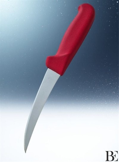 BeKnife Bemiral 13cm Kıvrık Kemik Sıyırma Bıçağı 10354.13 Fibrox Kaymaz Saplı 20mm X 130mm X 2.5mm Kırmızı