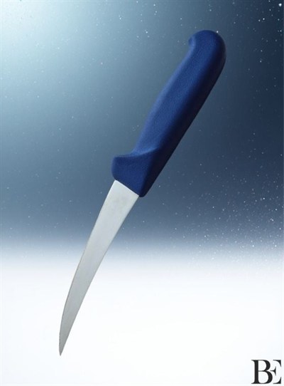 BeKnife Bemiral 13cm Kıvrık Kemik Sıyırma Bıçağı 10354.13 Fibrox Kaymaz Saplı 20mm X 130mm X 2.5mm Mavi