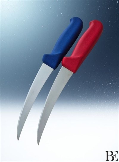 BeKnife Bemiral 15cm Kıvrık Kemik Sıyırma Bıçağı 10354.15 Fibrox Kaymaz Saplı 25mm X 150mm X 2.5mm Kırmızı
