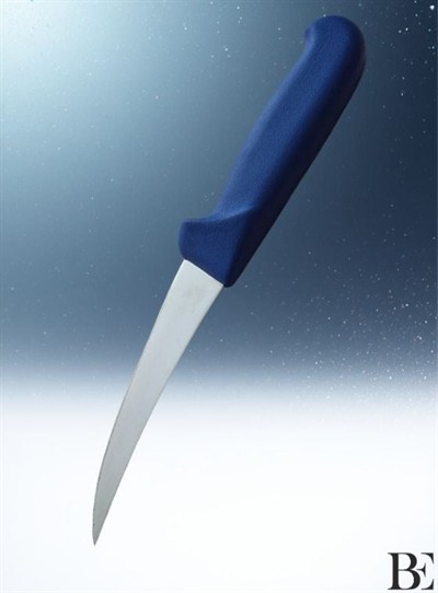 BeKnife Bemiral 15cm Kıvrık Kemik Sıyırma Bıçağı 10354.15 Fibrox Kaymaz Saplı 25mm X 150mm X 2.5mm Mavi