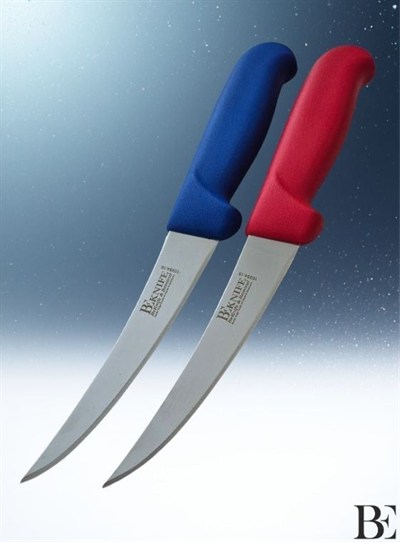 BeKnife Bemiral 15cm Kıvrık Kemik Sıyırma Bıçağı 10354.15 Fibrox Kaymaz Saplı 25mm X 150mm X 2.5mm Mavi