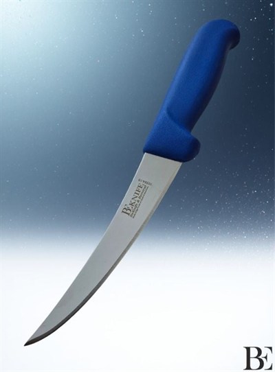BeKnife Bemiral 15cm Kıvrık Kemik Sıyırma Bıçağı 10354.15 Fibrox Kaymaz Saplı 25mm X 150mm X 2.5mm Mavi