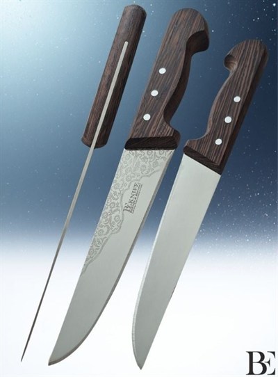 BeKnife Bemiral Bıçak No.3 18 cm 10121.18 Wenge Saplı İşlemeli Kasap Bıçağı 40mm X 180mm X 3mm