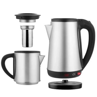 Crown CRW-2201 1800W 1.8 - 0.8 Litre Çelik Hazneli Çaycı Mutfak Kettle Demlikli Ve Süzgeçli Inox