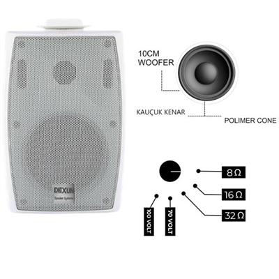Dexun D-4 Beyaz 10 Cm 150 Watt 100v 4 Trafolu Komutatörlü Sütun Hoparlör