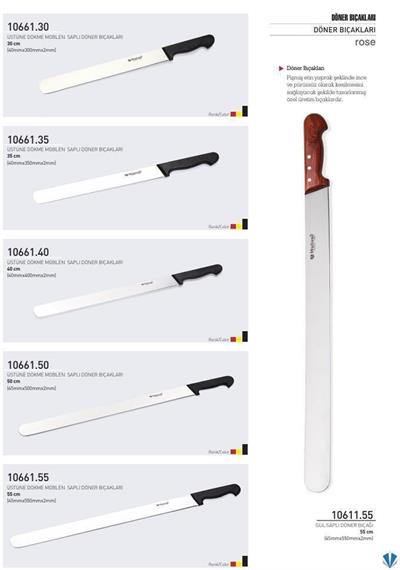 Döner Bıçağı 55 cm Gül Saplı Hulusi Bıçak 45mm X 550mm X 2mm 10611.55