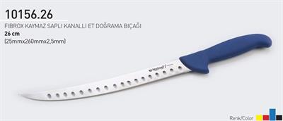 Et Doğrama Bıçağı 26 cm Kasap Fibrox Kaymaz Saplı Kanallı Hulusi Bıçak 25mm X 260mm X 2.5mm 10156.26