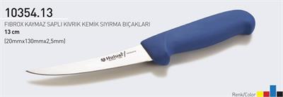 Fibrox Kaymaz Saplı Kıvrık Kasap Kemik Sıyırma Bıçağı 13 cm Hulusi - Drita Bıçak 20mm X 130mm X 2.5mm 10354.13 (TURUNCU RENK)
