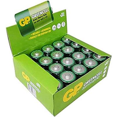 GP Greencell R20 1.5V Büyük D Boy Çinko-Karbon Pil 20li Paket (13G)