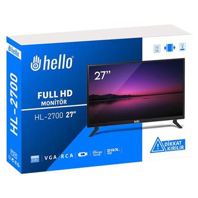 Hello HL-2700 27 Audio IN-RCA-VGA-HDMI-USB 12 Volt Adaptörlü Full HD Led Monitör