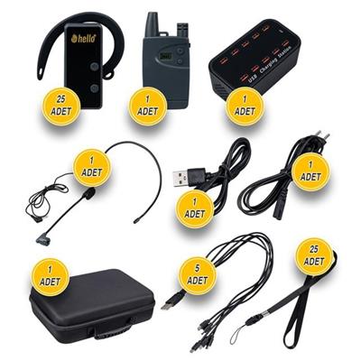 Hello HL-27915 25li Kulaklık Tipi Tur Rehber Sistemi Seti (100 Metre Menzil)