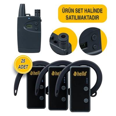 Hello HL-27915 25li Kulaklık Tipi Tur Rehber Sistemi Seti (100 Metre Menzil)