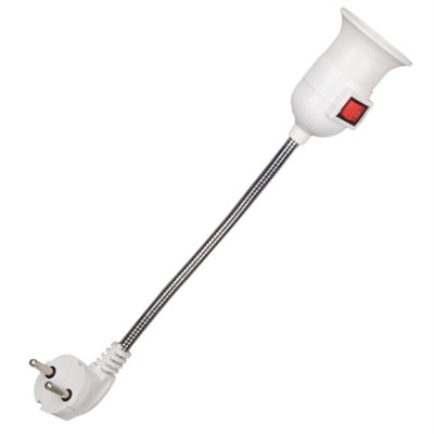 LedX DY-112 Prizden E27 Duya Dönüştürücü 26cm Spiralli Anahtarlı Duy