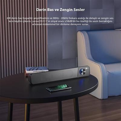 Lenovo Lecoo DS111 6W Kablolu Bluetooth Stereo TV Monitör Soundbar Hoparlör