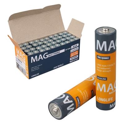 Mag Batteries MG-26174 Alkalin AAA 40lı İnce Kalem Pil Kumanda Pili (AAA, LR03, AM-4)
