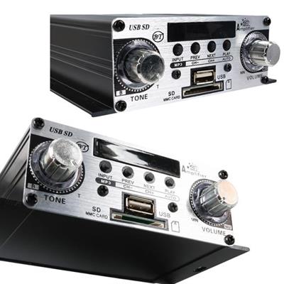 MagicVoice YW-191L 12 Volt 100 Watt Motosiklet Bluetooth Amfi USB/SD 2 Kanal Pazarcı - Anfi (125X95X40mm)