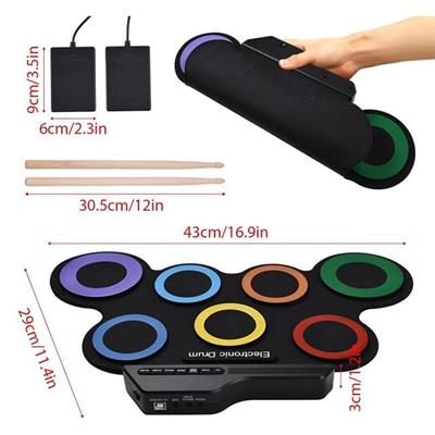 Magicvoice G3002R 7 Ped Gökkuşağı Renkli Elektronik Roll Up Davul Kiti