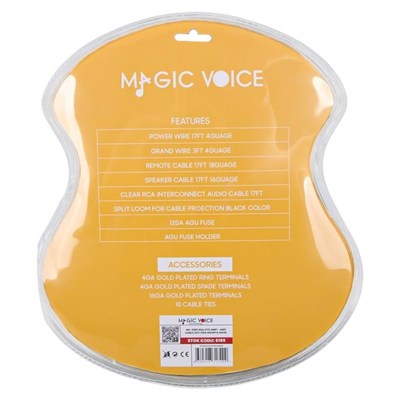 Magicvoice MV-6189 4GA Profesyonel 120A Sigortalı Oto Amfi Güç Bağlantı Montaj Kablo Seti