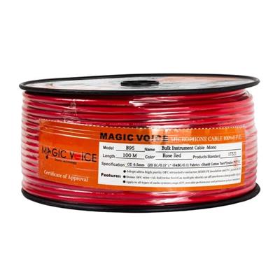 MagicVoice B96 Profesyonel Tek Damarlı Blendajlı Enstrüman Mikrofon Kablosu Mono 100 Metre (Kırmızı)