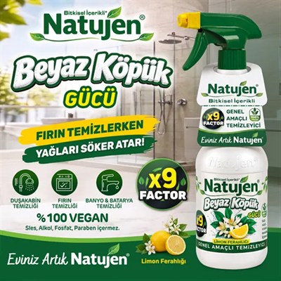 NATUJEN GENEL AMAÇLI TEMİZLEYİCİ (BEYAZ KÖPÜK GÜCÜ) 1000 ML