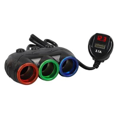 Olesson 1633 12-24V Tek USB Girişli 120W 80cm Kablolu Dijital Voltaj Ekranlı 3lü Araç Çakmak Çoklayıcı