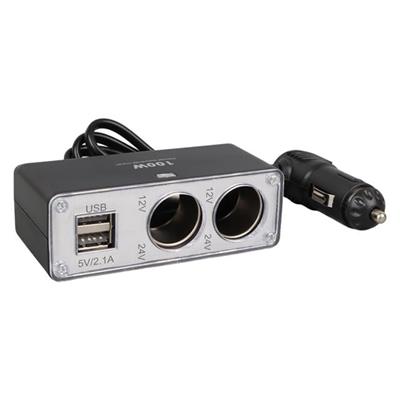 Olesson 1647 12-24V Çift USB Girişli 100W 70cm Kablolu 2li Araç Çakmak Çoklayıcı