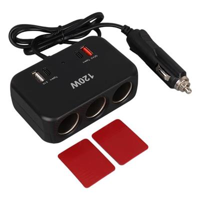 Olesson 1656 12-24V Çift USB + Çift TYPE-C 120W 80cm Kablolu 3lü Araç Çakmak Çoklayıcı