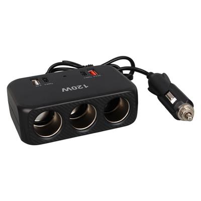 Olesson 1656 12-24V Çift USB + Çift TYPE-C 120W 80cm Kablolu 3lü Araç Çakmak Çoklayıcı