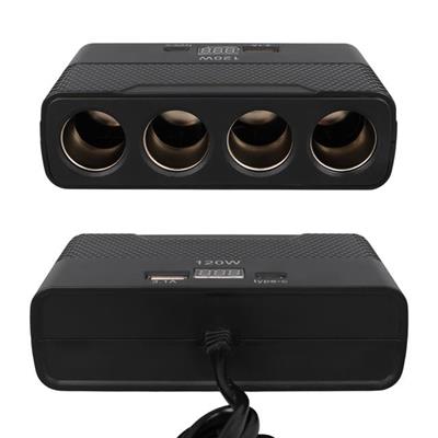 Olesson 2014 12-24V Type-C + USB-A Girişli 120W 80cm Kablolu 4lü Araç Çakmak Çoklayıcı