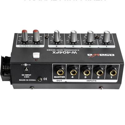 Osawa Mikrofon Giriş-1 Line Çıkış Ekolu 4 Kanal 20 dB Adaptörlü Mini Mikrofon Çoğaltıcı W-404FX