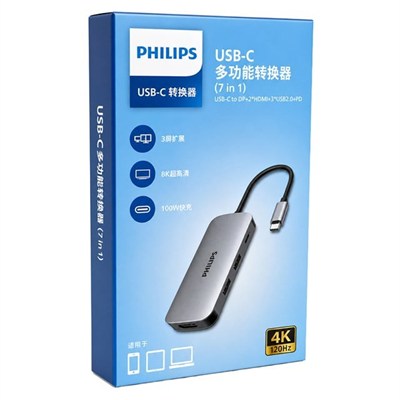 Philips SWR1602T/93 USB-C 7si 1 Arada 8K DP + Dual 4K HDMI 100W PD Çok Fonksiyonlu Hub