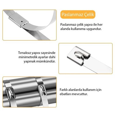 PowerMaster PM-26362 304 Paslanmaz Çelik Kablo Bağı 7.9X200Mm