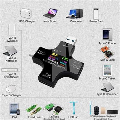 PowerMaster PM-26611 USB Tester Voltmetre Ampermetre Akım Göstergesi Multimetre Test Cihazı OTG Destekli