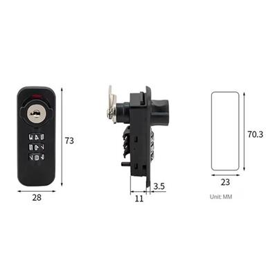 PowerMaster PM-26726 3 Haneli Şifreli Ve Anahtarlı Mekanik Siyah Çekmece Dolap Kilidi (Sağ)