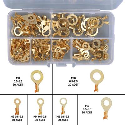 PowerMaster PM-29114 Topraklama Kablo Pabuç Seti 6 Çeşit 150 Parça (M10-M8-M6-M5-M4-M3)