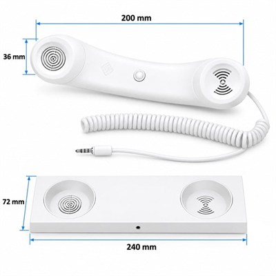 PowerMaster PM-39122 Retro-Nostaljik 3.5mm Girişli Beyaz Telefon Ahizesi