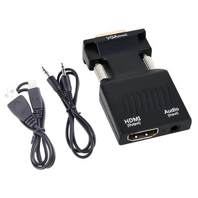 PowerMaster PM-4276 VGA TO HDMI Görüntü Ses Çevirici Audio Girişli Adaptör 1080HD 5V1A Mini USB Güç Girişli