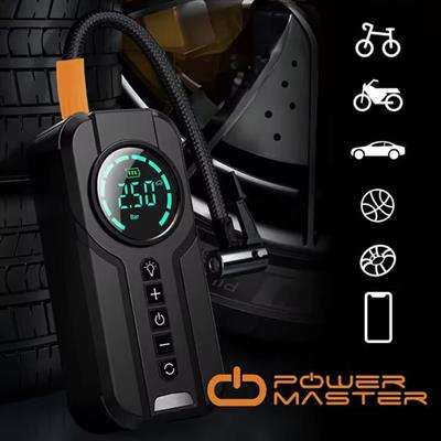 PowerMaster Powerbank Araç Akü Şarj Lastik Hava Kompresörü Şişirici Taşınabilir Dijital Kablosuz El Feneri