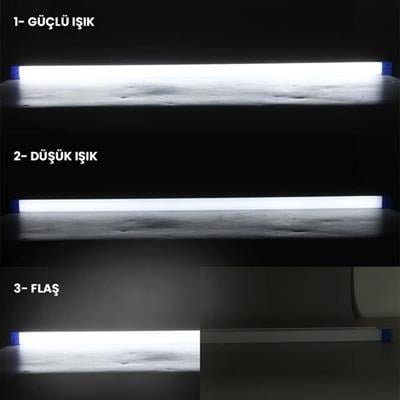 PowerMaster T570 70cm 100W Çubuk Portatif LED Işıldak Şarjlı Tüp Lamba 1800mAh