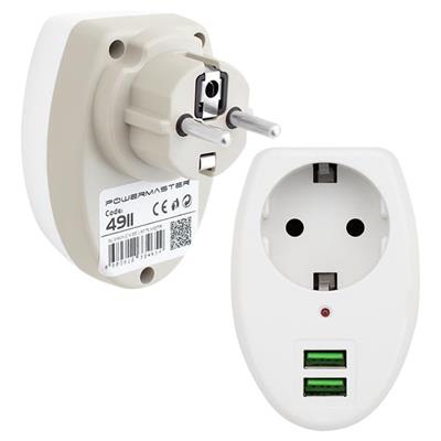 Powermaster 2 Usb Girişli Tekli Termal Priz (10A-2500W) PM-4911