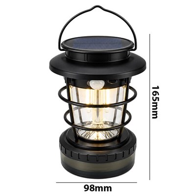 Powermaster HOP-8819 Solar Güneş Panelli Sensörlü Kamp Lambası (Filament + SMD + RGB Şerit)