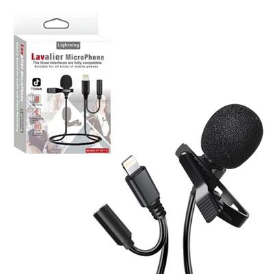 Powermaster JH-041-A Cep Telefonu için Ligthning Girişli Youtuber Yaka Mikrofonu