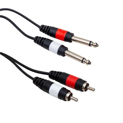 Powermaster PM-4285  3 Metre 2 Rca + 2 Mono Gitar Jack Kablo 3 Metre