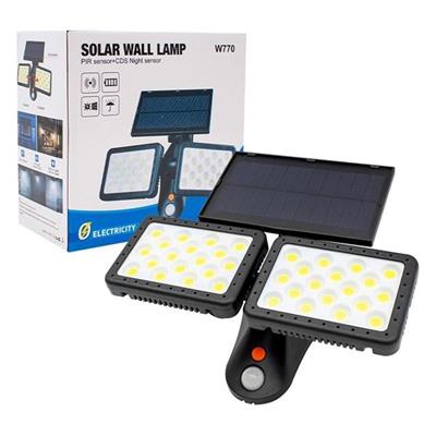 Powermaster Sensörlü 36 Cob Ledli Solar Aydınlatmalı Duvar Lambası W770B